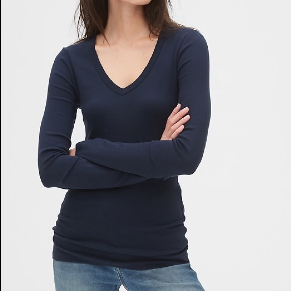 GAP | Tops | New Gap Modern Vneck Tshirt True Indigo Navy Blue | Poshmark
